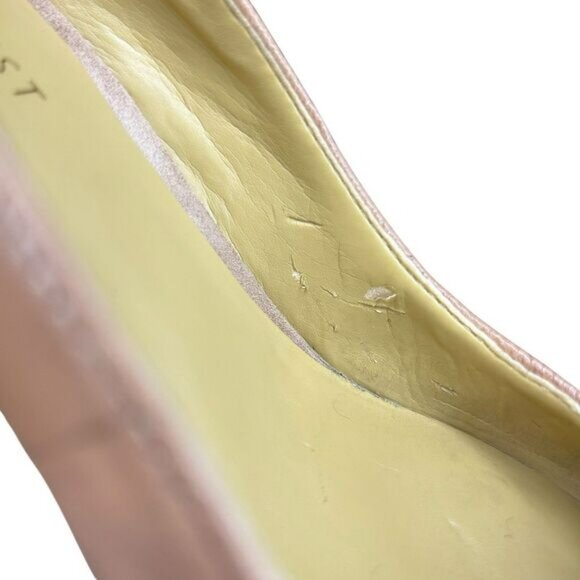 Nine West Stacked Wedge Heel Leather Pumps Camel Tan Gold Tone Hardware Size 6M - Picture 12 of 15